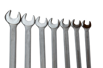 Chrome spanners isolated on white