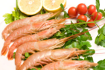 Prawns With Parsley Lemon And Cherry Tomatoes