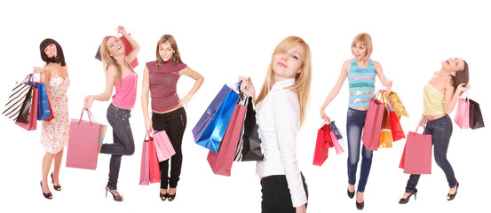 Fototapeta premium Group of shopping girls
