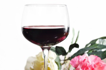 red wine and flower