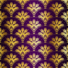 Purple seamless peacock sari pattern