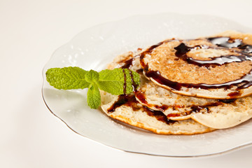 pancakes drizzled in caramel