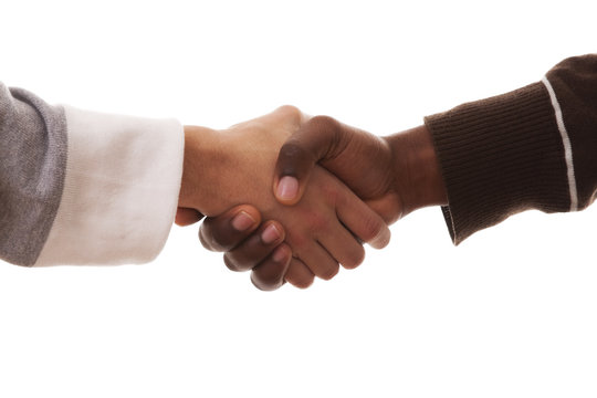 multirracial handshake