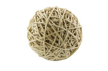 Rubber band ball on white with clipping path