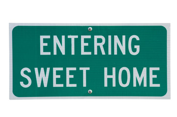 Genuine road sign for Sweet Home town in rural America