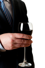 businessman with glass of wine