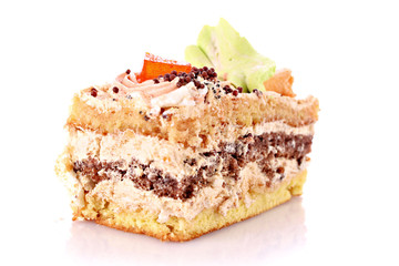 sweet cake over white background.