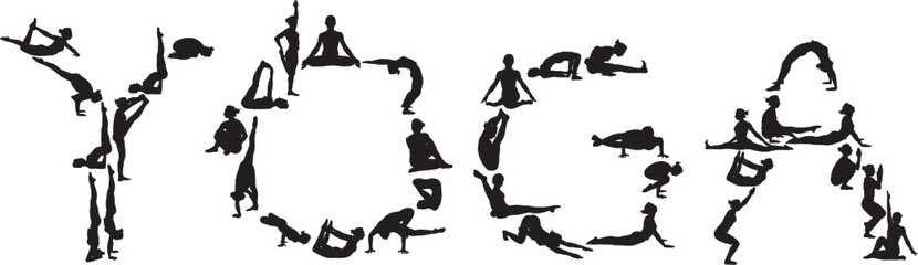 yoga vector silhouettes of young attractive yogi girl