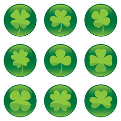 Shamrocks glossy icon set - vector