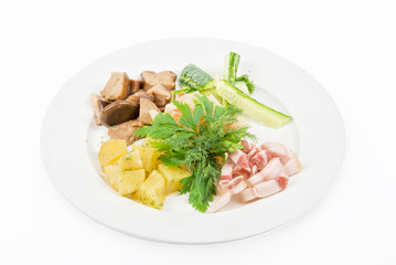 potato, fat and vegetables