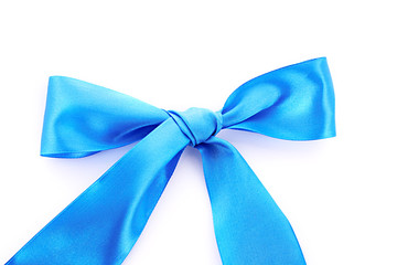 Blue textile ribbon isolated on white