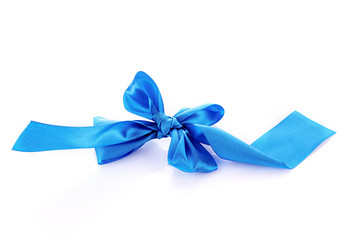 Blue textile ribbon isolated on white