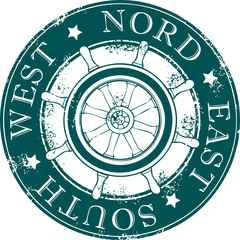 Vector steering wheel grunge stamp