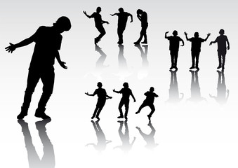 silhouettes of dancing people