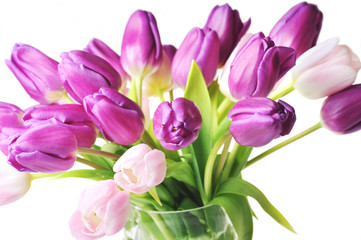 Fototapeta na wymiar tulips in glass vase