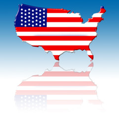Mapa de Estados Unidos con su bandera para web 2.0