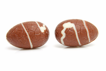 chocolate easter eggs over white background