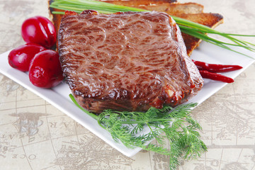 grilled meat served with bread