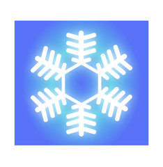 Fototapeta premium Glowing White Snowflake on Blue Gradient Background
