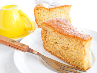 Fruit Cake Slices at Breakfast.