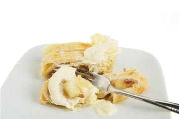 Apple strudel and cream