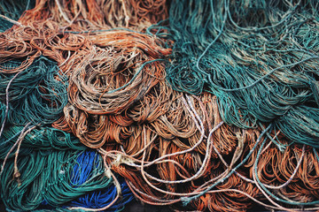 Colorful fishing nets background