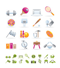 Sports gear and tools - vector icon set