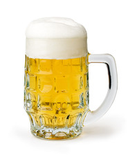 A glass of beer on white background