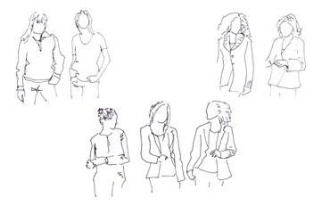 Fototapeta na wymiar Szkic: kobiety rozmawiając