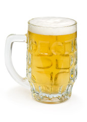 A glass of beer on white background