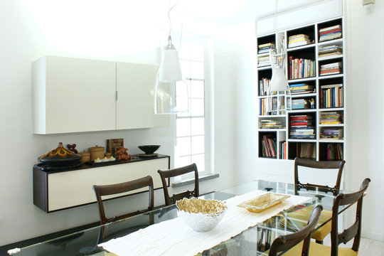 cucina con libreria
