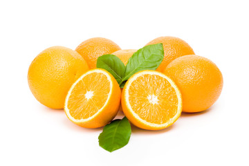 Several oranges on white background