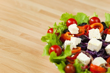 Fresh Salad With tomatoes Peppers Olives and Feta Cheese