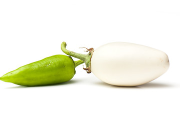 white egg-plant and pepper