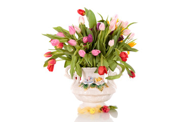 Easter tulips antique vase