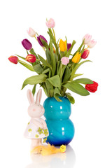 Bouquet Easter tulips vase