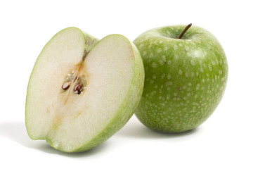 fresh green apple with half