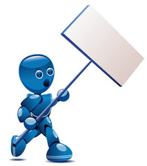Robot brandissant une pancarte