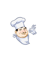 vector Winking Pizza Chef giving the "okay" sign illustration