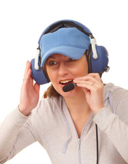 Pilot with headset