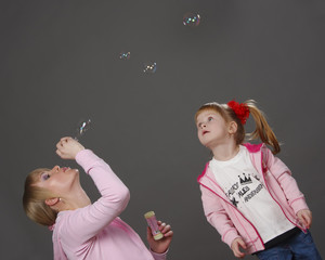 Girls and soap bubbles