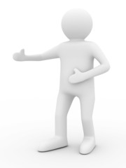 person in greeting pose. Isolated 3D image