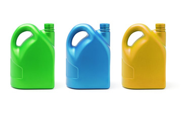 Three color containers of lubricant