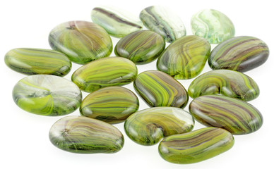 galets verre vert fond blanc