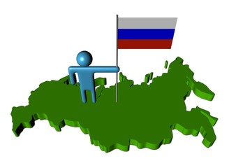 abstract person with Russian flag on map illustration