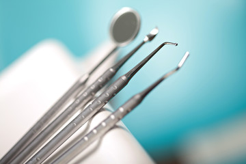Dentist's instruments with shallow depth of field