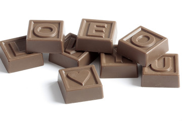 Chocolate puzzles with word Love