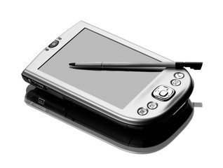 Digital organizer on white background with reflection