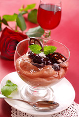 chocolate mousse dessert in glass