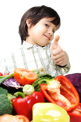 Fresh vegetables, positive kid